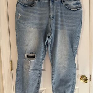 Judy Blue Blue Boyfriend Jeans with Distressed Rips